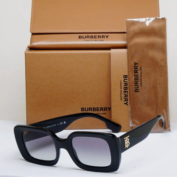 Burberry Black Sunglasses 51mm Gold Square - Picture 1 of 7